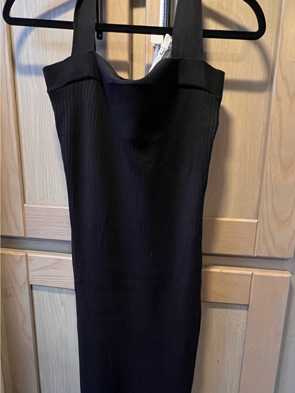Forever 21 Black Ribbed Midi Dress with Wide Straps